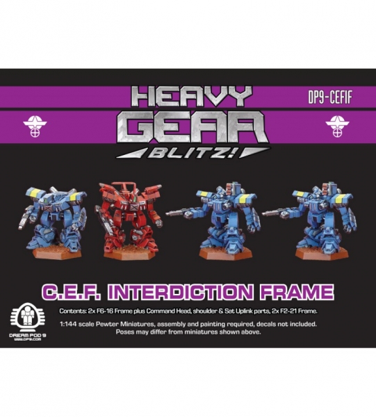 C.E.F. Interdiction Frame Squad (2x F6-16, 2x F2-21, extra parts and 4 hex bases) - metal minis