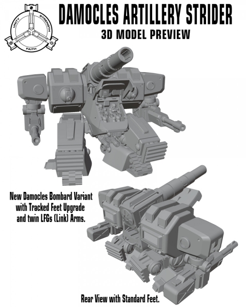 Northern Damocles Artillery Strider (1 Damocles with all variant parts) 3d printed resin miniature
