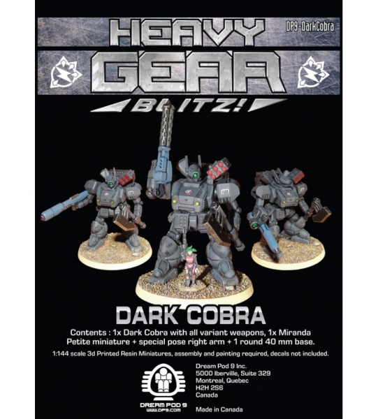 New Black Talon Dark Cobra (1 Dark Cobra, extra weapons, round base) 3d printed resin mini