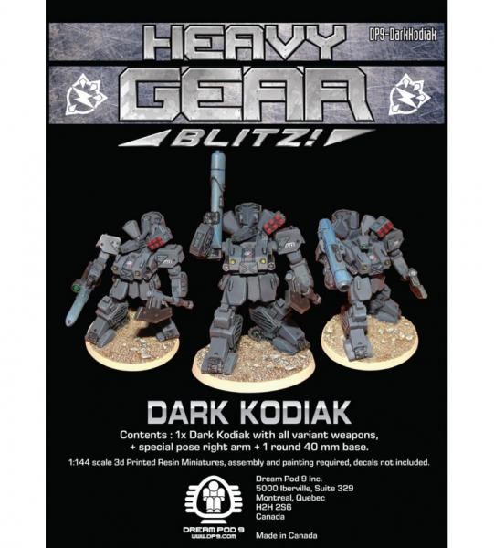 New Black Talon Dark Kodiak (1 Dark Kodiak, extra weapons, round base) 3d printed resin mini