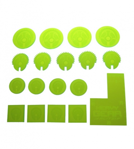Eden Commander TokensPack (17 Eden logo laser etched & cut fluorescent green acrylic tokens,&mini he