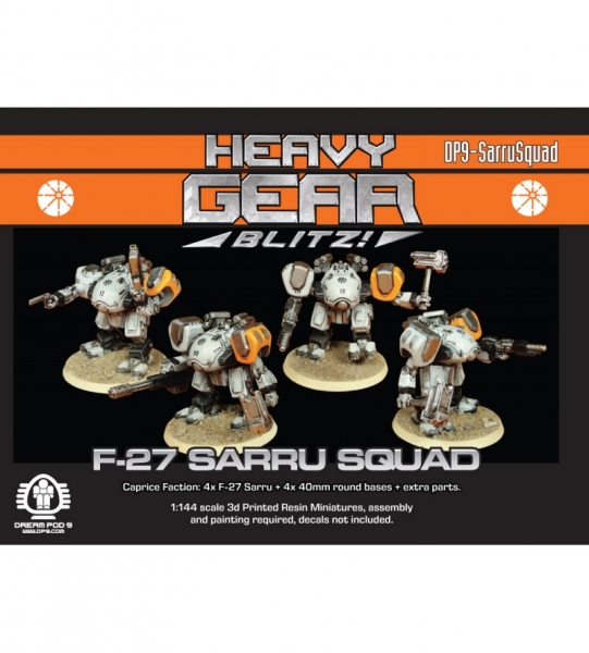Caprice Sarru Squad (4x F-27 Sarru, 4 round 40mm bases, extra parts, 3d Printed Resin Minis)