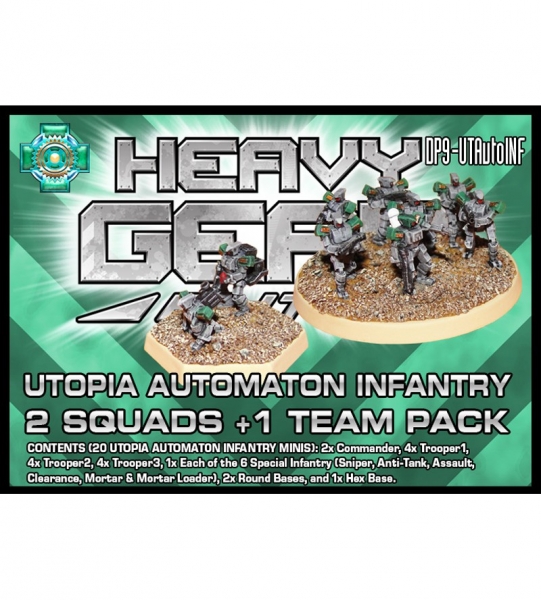 New Utopia Automaton Infantry 2 Squads + 1 Team Pack (14xStandard,6xSpec.,2xRound1xHex base) 3d prin