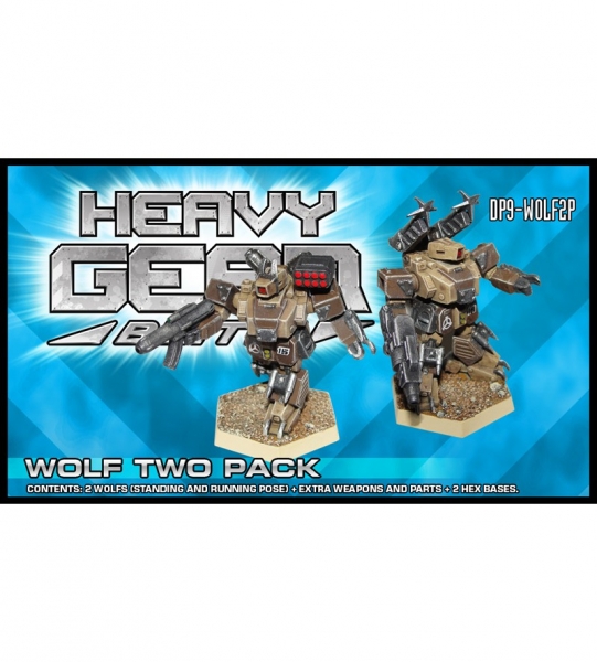 Northern Wolf Two Pack (1 Standing & 1 Running Pose, extra weapons & parts, 2 hex bases) 3d printed
