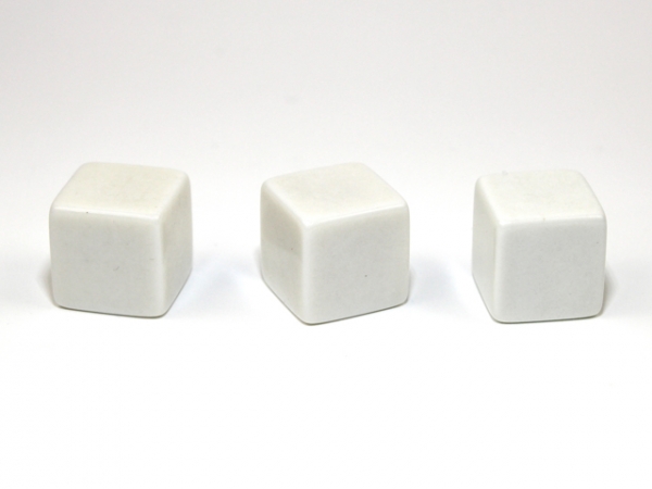 Chessex Dice: All Blank 15mm Single d6 dice Opaque White Square Corners (1 piece)