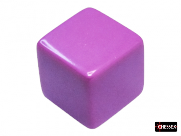 Chessex Dice: All Blank 15mm Single Opaque Light Purple d6 dice Square Corners (1 piece)