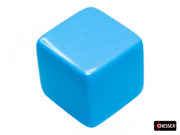 Chessex Dice: All Blank 15mm Single Opaque Light Blue d6 dice Square Corners (1 piece)