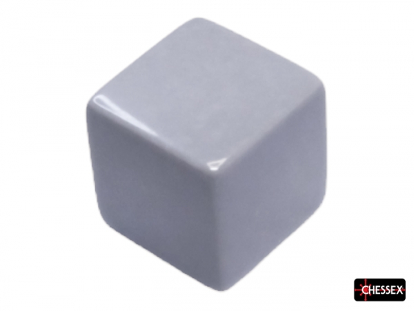 Chessex Dice: All Blank 15mm Single Opaque Grey d6 dice Square Corners (1 piece)