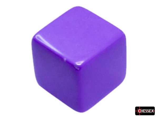 Chessex Dice: All Blank 15mm Single Opaque Medium Purple d6 dice Square Corners (1 piece)