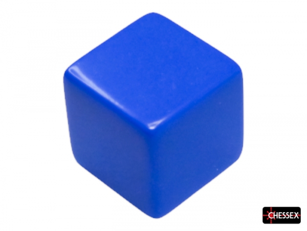 Chessex Dice: All Blank 15mm Single Opaque Blue d6 dice Square Corners (1 piece)