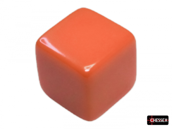 Chessex Dice:  All Blank 15mm Single Opaque Orange d6 dice Square Corners (1 piece)