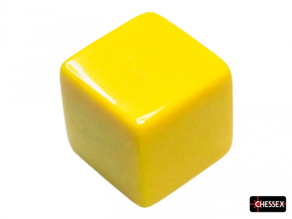 Chessex Dice:  All Blank 15mm Single Opaque Yellow d6 dice Square Corners (1 piece)