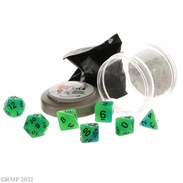 Pizza Dungeon Dice: Glow Dice - Green & Blue