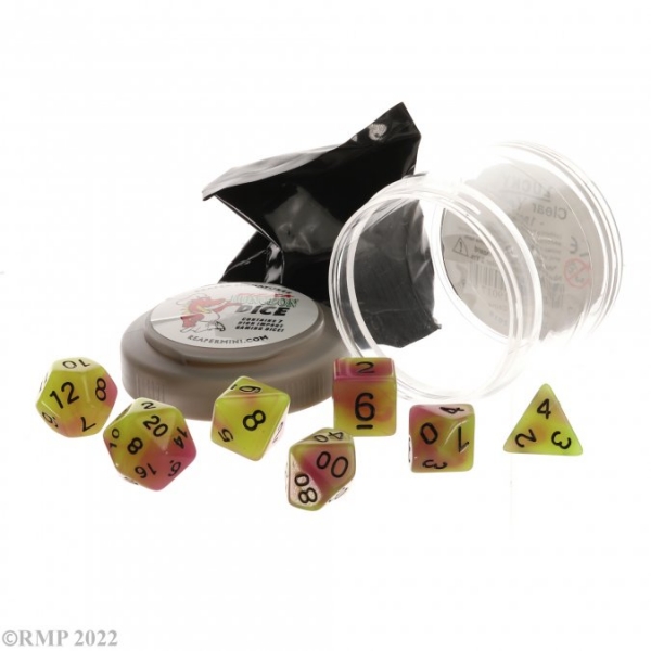 Pizza Dungeon Dice: Glow Dice - Yellow & Purple
