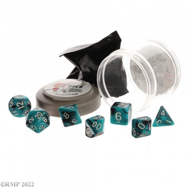 Pizza Dungeon Dice: Dual Dice - Teal and Black