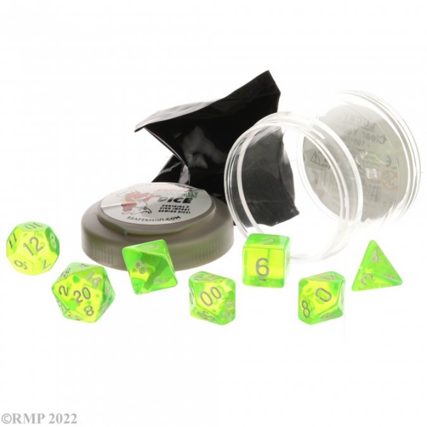 Pizza Dungeon Dice: Lucky  Dice - Clear Neon Green