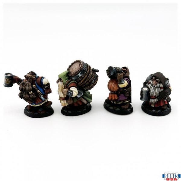Bones USA Reaper Legends: Townsfolk: Dwarven Brewmeister and Patrons (4)