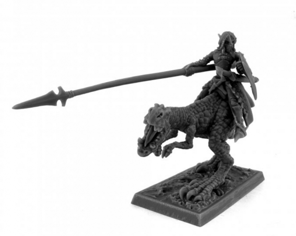 Bones USA Reaper Legends: Dark Elf Hero on Lizard