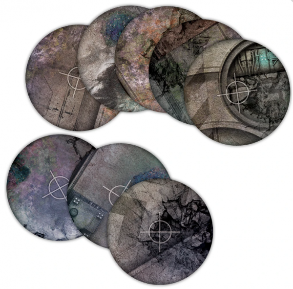 Neoprene Objective Templates ‘Grimdark’ 40mm + 6″ diameter