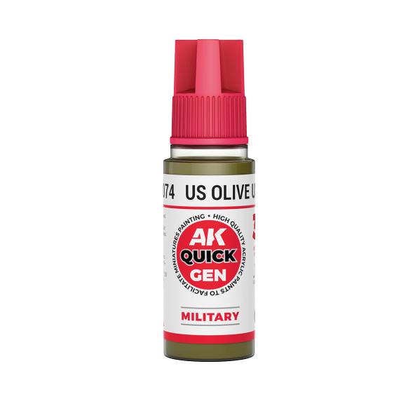 AK-Interactive: Quick Gen Acrylic Contrast - Us Olive Uniform 18 ml