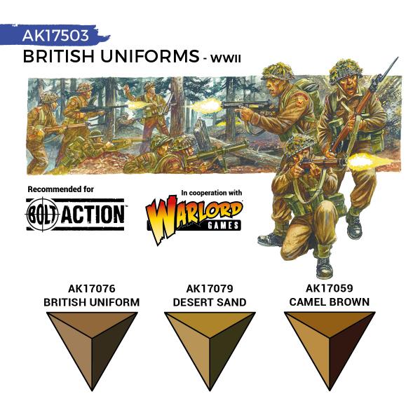 AK-Interactive: Quick Gen Acrylic Contrast -British Uniforms (Quick Gen Set)