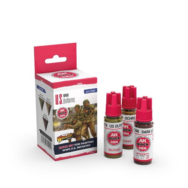 AK-Interactive: Quick Gen Acrylic Contrast -Us Uniforms (Quick Gen Set)