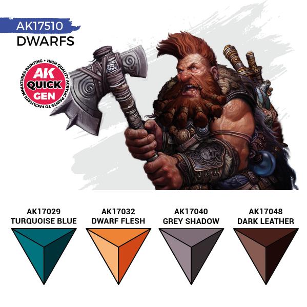AK-Interactive: Quick Gen Acrylic Contrast -Dwarfs (Quick Gen Set)
