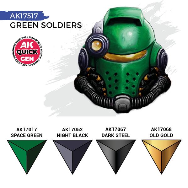 AK-Interactive: Quick Gen Acrylic Contrast -Green Soldiers (Quick Gen Set)