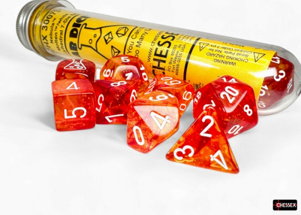 Chessex Lab Dice 9: Nebula Molten/White Luminary