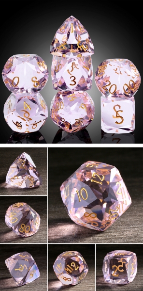 Dice Habit: Faceted Glass Dice Set (7pcs) [Pink Diamond]