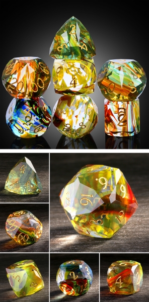 Dice Habit: Faceted Glass Dice Set (7pcs) [Peridot]