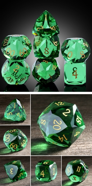 Dice Habit: Faceted Glass Dice Set (7pcs) [Emerald]