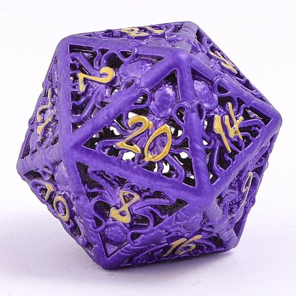 Lllithid’s Mind Cage Hollow Metal Dice Set - Purple