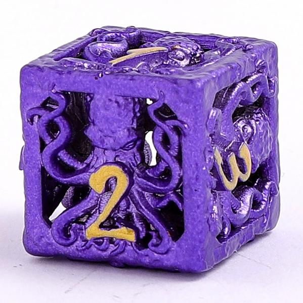 Lllithid’s Mind Cage Hollow Metal Dice Set - Purple