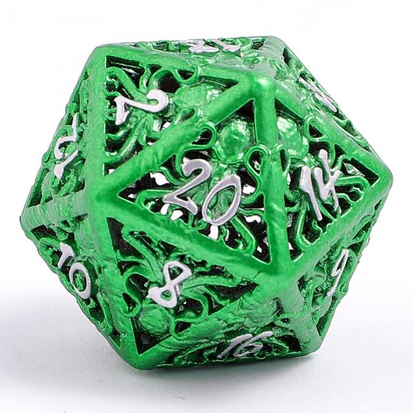 Lllithid’s Mind Cage Hollow Metal Dice Set - Green