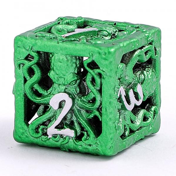 Lllithid’s Mind Cage Hollow Metal Dice Set - Green