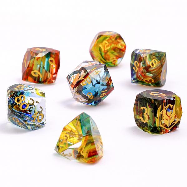 Dragon’s Hoard Luster Cut Dice Set - Rainbow Glass