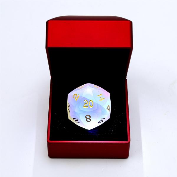 Dragon’s Hoard Luster Cut 30mm D20 - Frosted Prismatic Crystal