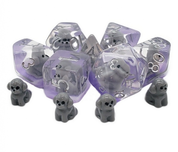 Old School RPG Dice Set: Animal Kingdom Puppy Dog - Grey (7)