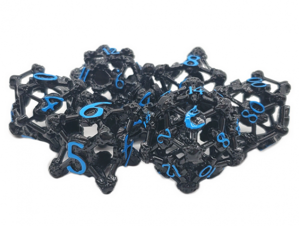 Hollow Dice - Skull - Black Nickel w/ Blue