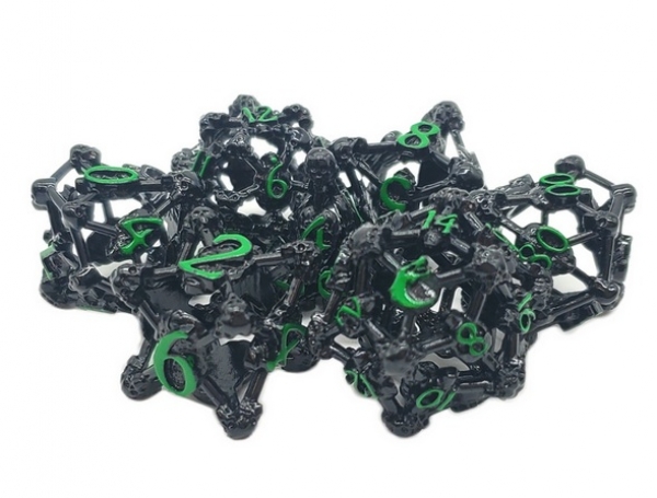 Hollow Dice - Skull - Black Nickel w/ Green