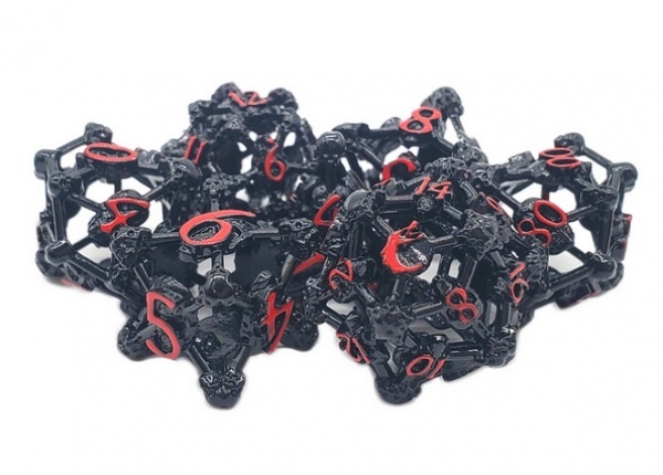 Hollow Dice - Skull - Black Nickel w/ Red
