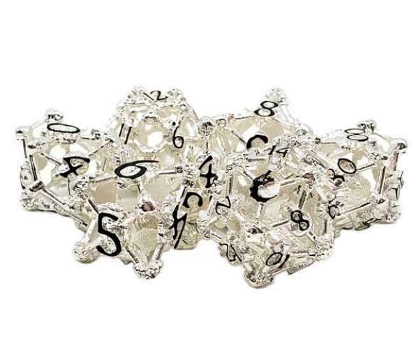 Hollow Dice - Skull - Silver w/ Black