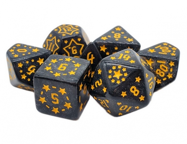 Old School RPG Dice Set: Rune Dice - Starlight - Black