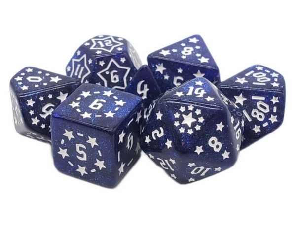 Old School RPG Dice Set: Rune Dice - Starlight - Blue