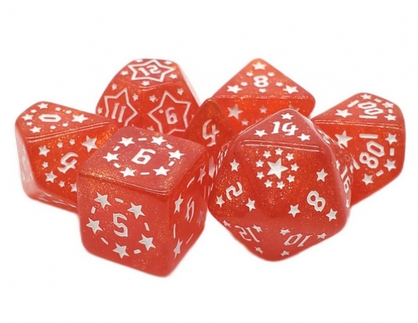 Old School RPG Dice Set: Rune Dice - Starlight - Orange
