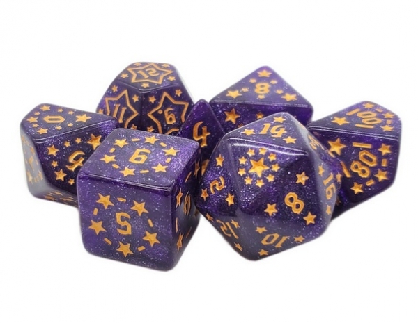 Old School RPG Dice Set: Rune Dice - Starlight - Purple