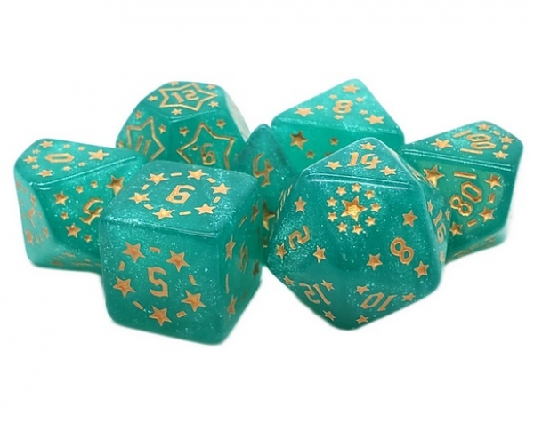 Old School RPG Dice Set: Rune Dice - Starlight - Teal