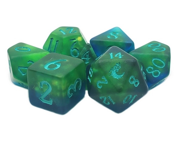 Old School RPG Dice Set: Infused - Frosted Firefly - Green Mist