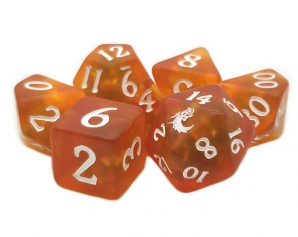 Old School RPG Dice Set: Infused - Frosted Firefly - Orange Burst